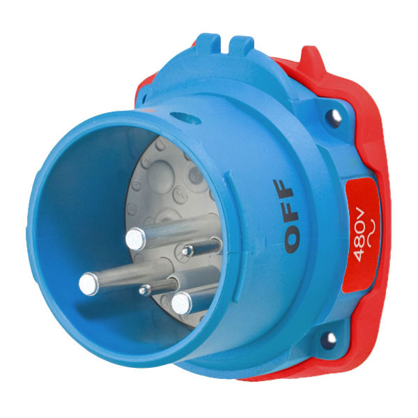 63-68042-972 - DSN60 INLET POLY BLUE SIZE 3 TYPE 4X IP 69 2P+G 60A 480 VAC 60 Hz +2 AUX